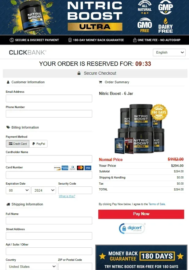 Nitric Boost Payment Badges and Security